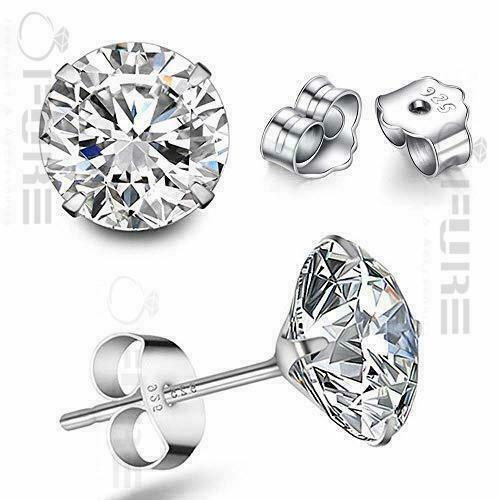 Princess Cut Black Cubic Zirconia Stud Earrings In 925 Sterling - Foto 7