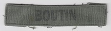 US Army Name Breast Tape Patch Insignia Uniform OD Green BDU Camo BOUTIN Worn