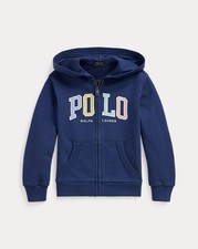 Polo Ralph Lauren Boys Size 5 Embroidered Logo French Terry Full-Zip Hoodie Blue