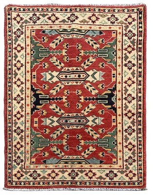 Amazing Hand Knotted Afghan Kazak Wool Area Rug 4.2 x 2.9 Ft