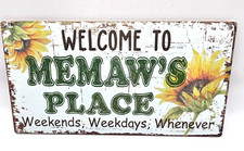 Welcome To Memaw  s Place Wooden Sign Sunflower Rustic Wall Decor Hanging 6 x 12