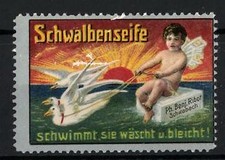 Reklamemarke Schwalbenseife schwimmt, sie wäscht und bleicht!, Ph. Benj. Ribot, 