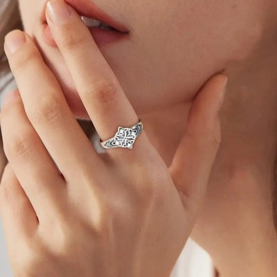 Markanter Retro Thai Silber Cellet Ring Handwerk Handarbeit Kupfer Schmuck