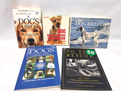 Lot 5 Dog Topic Nonfiction Breeds, Body Language, American Kennel Club, Rescue +