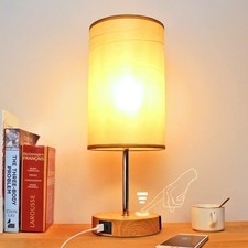 Bedside Lamp Touch Control Table Lamps with USB A C Charging Ports  AC Outle...