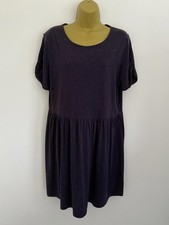 Topshop Ladies Purple Speckled T-Shirt Dress - Soft Knit Smock Midi, Size 16