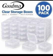 100 Pcs Clear Plastic Beads Storage Containers Box Small Clear Box with Hinged L
