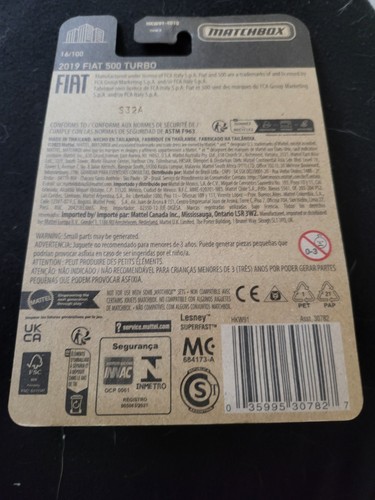2023 Matchbox 16/100 2019 FIAT 500 TURBO Black New Near Mint - Picture 2 of 2