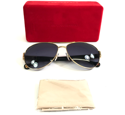 Carolina Herrera Gold Aviator Sunglasses with Dark Gray Lenses Carolina Herrera CH 720 (Dark Smoke Mirror Flat Lens  main image 4