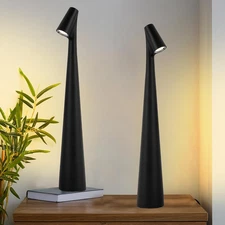 Cordless Small Table Lamps Set of 2,3 Levels Brightness Portable 2 Pack Black