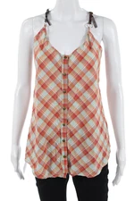 Roper Women Red Plaid Cotton Sleeveless Camisole Button-Up Cowboy Size S