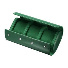 Leather Watch Travel Case for Men Women Watch Holding, 3 Slot, Green