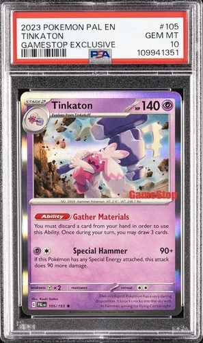 2023 POKEMON PAL EN-PALDEA EVOLVED GAMESTOP EXCLUSIVE #105 TINKATON PSA 10