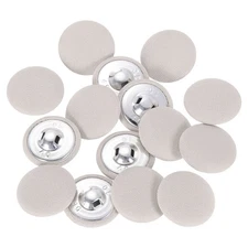 15Pcs Fabric Cloth Covered Button, 25mm 40L Metal Shank Buttons, Beige