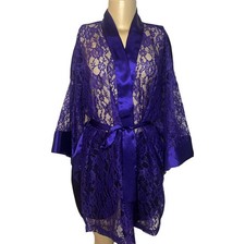Vintage 80s Victorias Secret Gold Label Purple Lace Robe