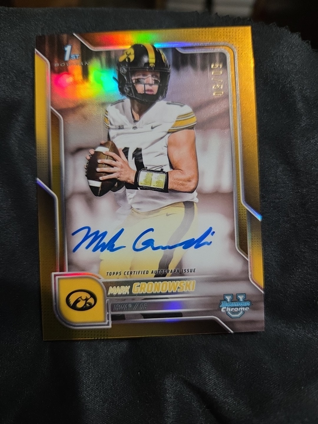 2025 Bowman Chrome University Prospect Gold #BCA-MG Mark Gronowski 1st Auto /50