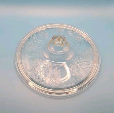 RARE Pyrex 096-696-B 1930s LID ONLY for Pressed Glass Casserole Fern & Lattice 