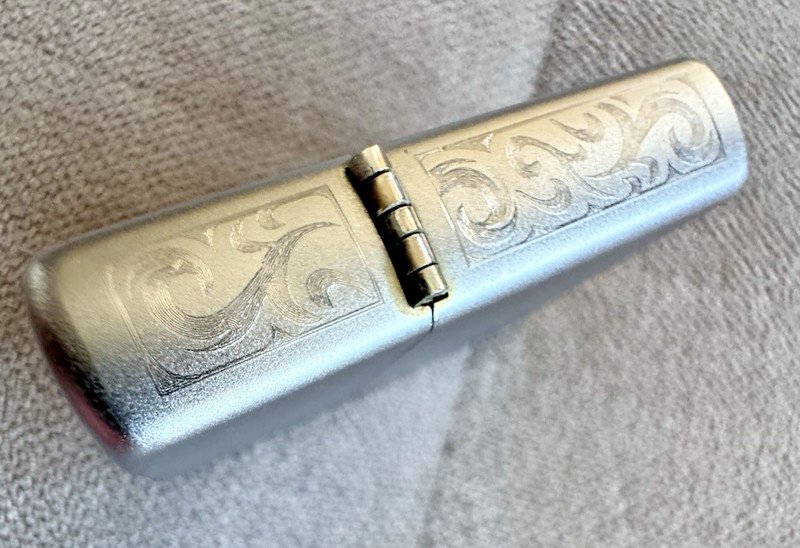 Zippo Brushed Lighter Hand Engraved L04 RARE UNIQUE
