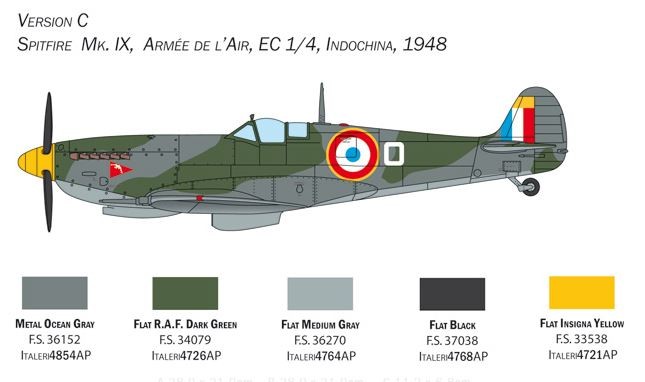 ITALERI Spitfire Mk.IX avion de chasse 1/48 à assembler et peindre