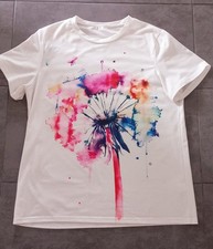 Weißes T-Shirt mit Pusteblumen-Print Gr. L