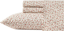 Laura Ashley   Full Size Sheet Set, Crisp  Lightweight Cotton Percale Bedding w