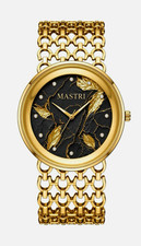 MASTRI Women’s Quartz Dress Watch Gold-Tone Bracelet Black/Gold Geometric