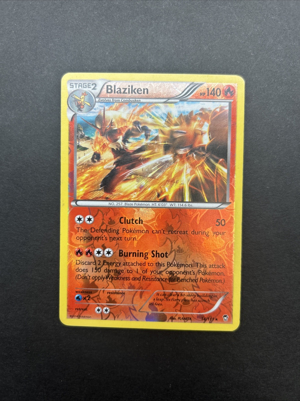 Blaziken 14/111- Reverse Holo Rare - 2014 Furious Fists- LP Pokémon Card