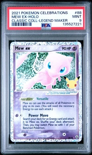 PSA 9 Mew EX Holo 88/92 Celebrations Classic Collection Holo Promo POKEMON