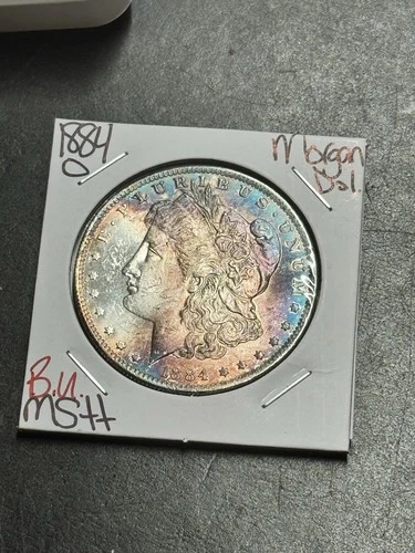 1884 O Morgan Silver Dollar BU Uncirculated MS++ Toning Toned $1 Coin (Raw18461)