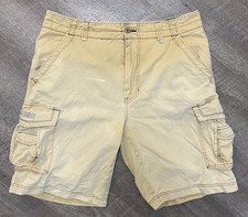 Vintage UNIONBAY Khaki Cargo Shorts 36 Utility Pockets Baggy Faded Distressed