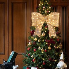 28in Outdoor Giant Bowknot Christmas Decor with LED Lights for Holiday Atmospher