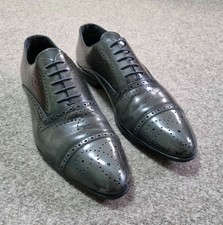 Prada Men Shoes Brogue Cap Toe Oxford Dress Shoes Dark Brown Leather Size 11 US