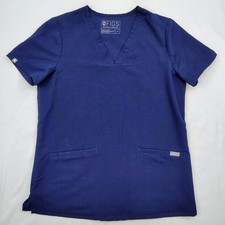 Figs Scrubs Top Womens Small Navy Casma Three-Pocket Technical Collection V-Neck
