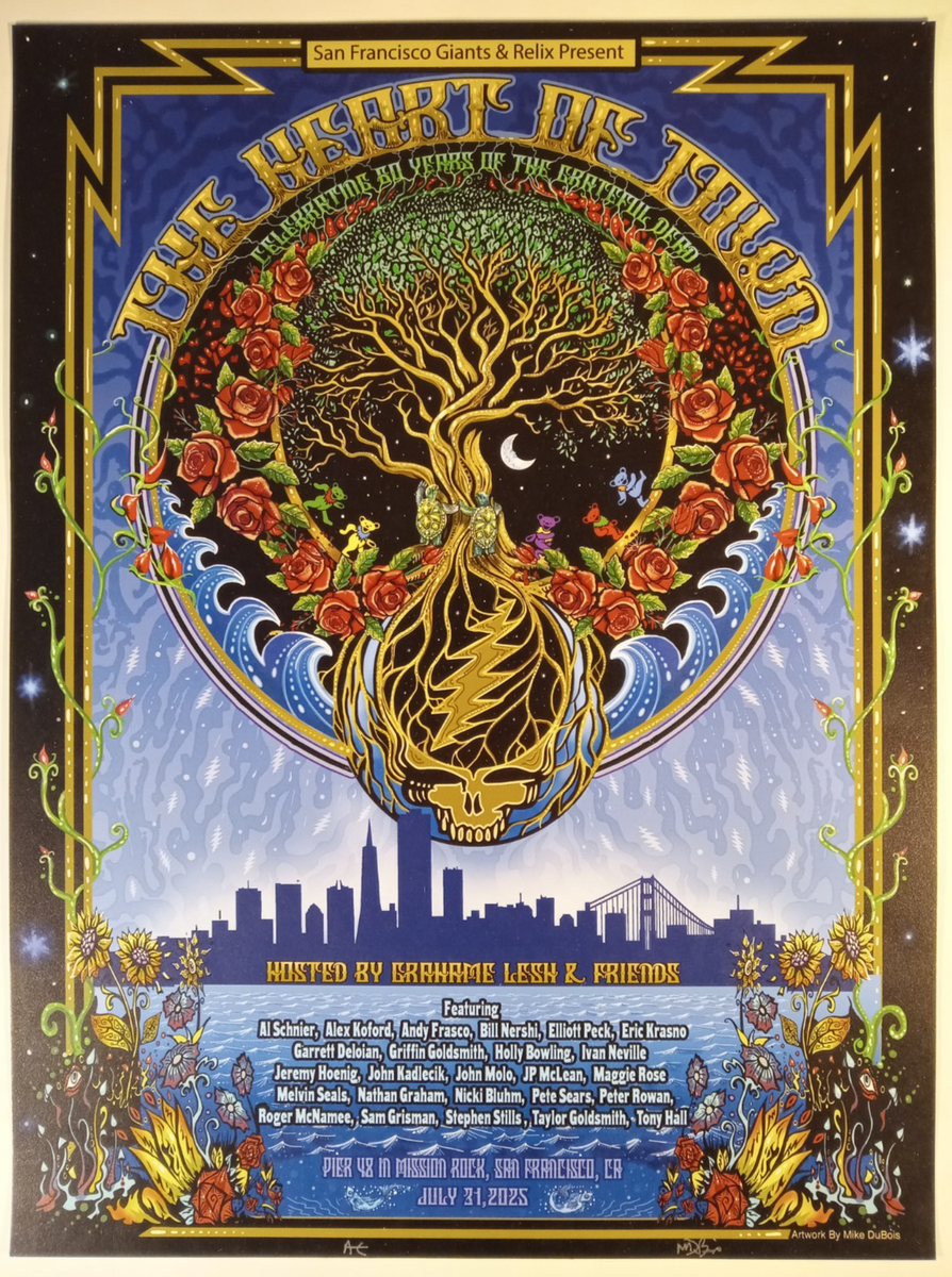 アート・デザイン・音楽 Dashwood Friends Of The Day Heart of the Town Poster 2025 SF, CA -Grateful Dead -Signed by