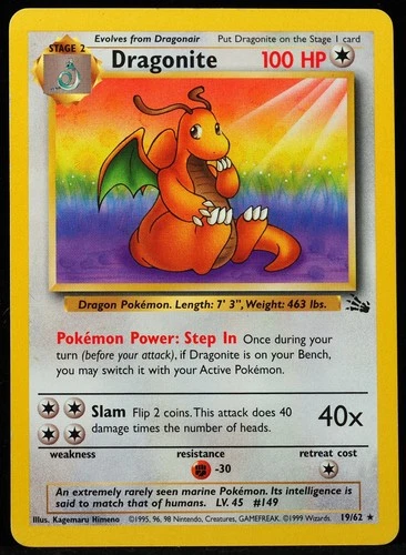 Dragonite #19/62 Fossil NM/LP Pokemon Card