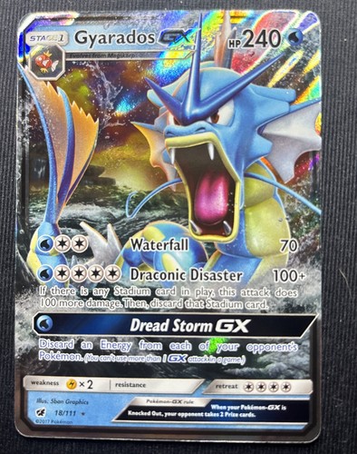 Pokémon Gyarados GX Ultra Rare Holo 18/111 Crimson Invasion HP240 EN 2017