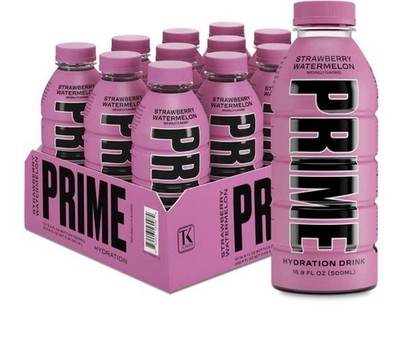 PRIME Strawberry Watermelon Hydration Drink 16.9 fl oz (500ml) pack 12 