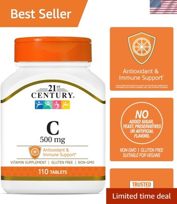 Boost Your Health with 500 Mg Vitamin C Tablets - 110 Count Gluten-Free Formula