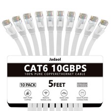 Cat 6 Ethernet Cable 5ft 10-Pack, 10Gbps Support Cat8 Cat7 Network, Flat High...