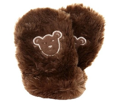 Babys Bärenmotiv weiche Kunstfell Wintermütze & Handschuh Thermo Set
