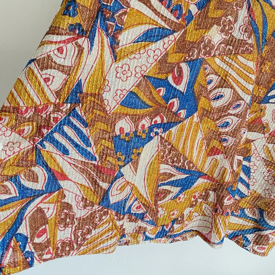 复古 Pat Richards 连衣裙 10 码金属迷幻花卉 Groovy 60 年代 70 年代 — 第 4/4 张图片