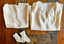 Vintage 1933 Baby Christening Gown, Booties  Slip-Hand Made  3 Bonus Pcs