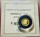 1/2 Gram Gold Coin 1792 Historic Eagle Dollar Trial Collection 2014 issue & COA