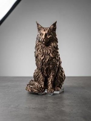 Maine Coon Cat Statue Decor Miniature