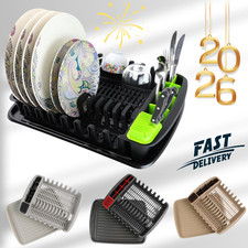 Dish Drainer Rack Plate Cup Cutlery Utensil Holder Kitchen Sink with Drip Tray