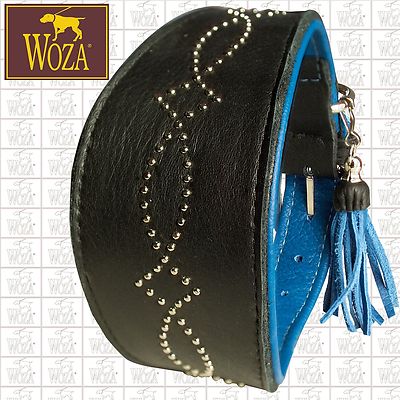 WOZA Premium Windhund Halsband Handgenäht Vollleder Quaste Soft Rindnappa GS2042