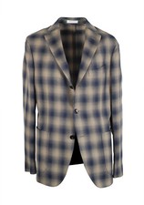 Boglioli K Jacket Beige Blue Checked Sport Coat Size 50 IT / 40R U.S. New Wi...