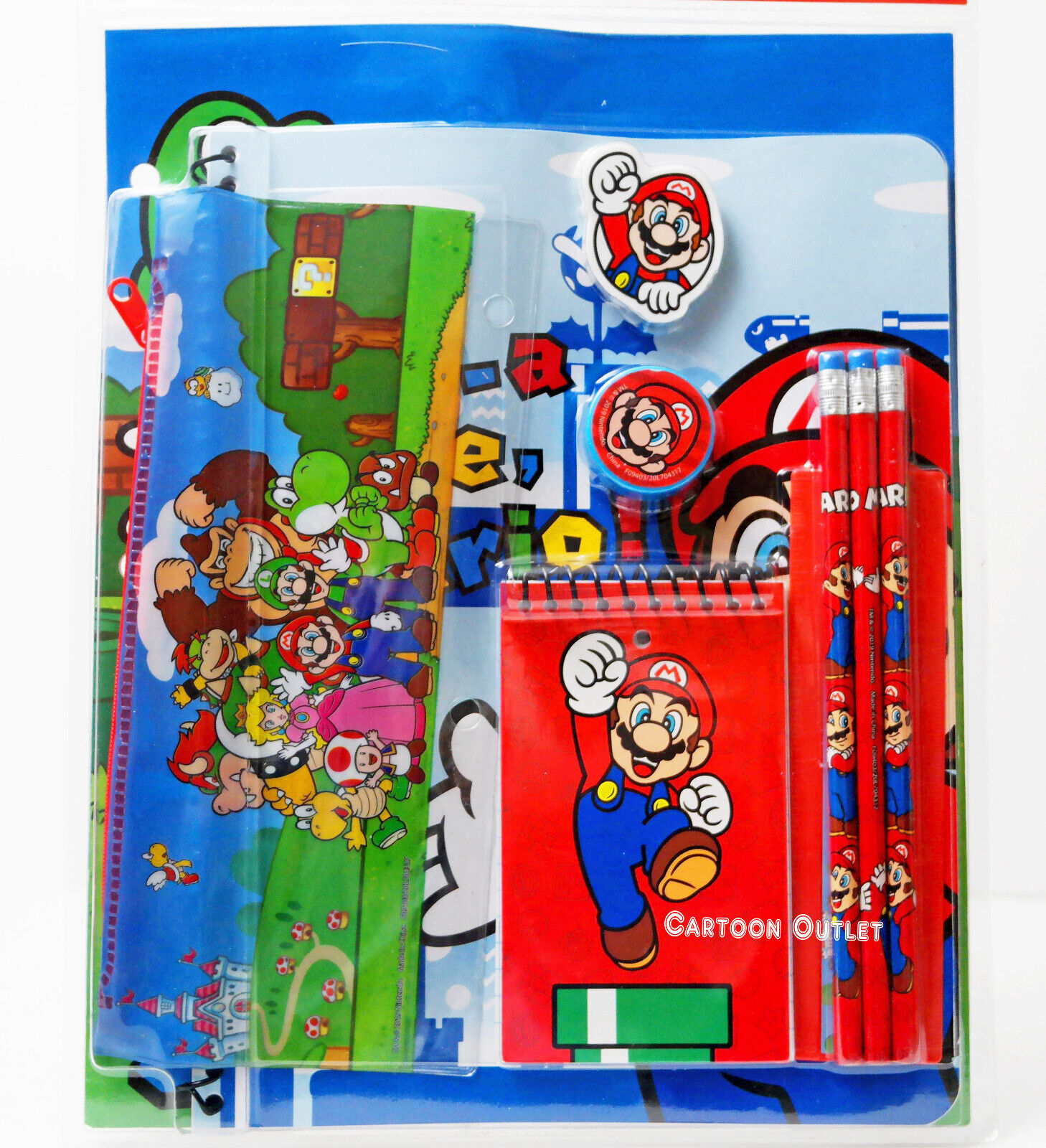 Mario School Supplies Value Pack - 9 Pc Bundle with Super