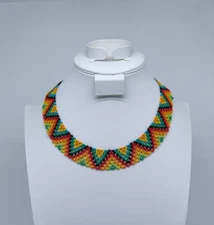 Embera Chami beaded necklace by women of the Colombian indigenous tribe 2013