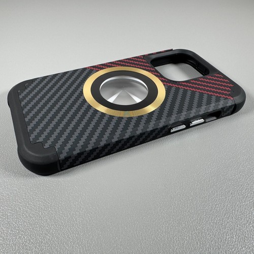 Funda para iPhone 14 Pro - Patrón de Fibra de Carbono Rojo | Círculo Magnético Dorado - Imagen 9 de 16